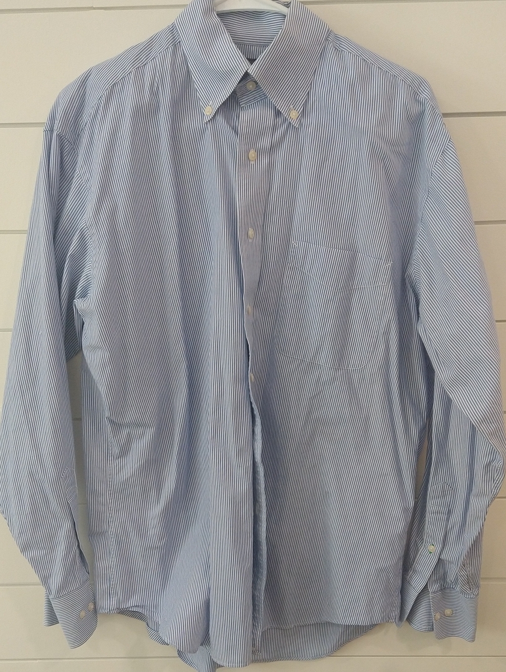 Tommy Hilfiger Light Blue and White Pinstripe Dress Shirt